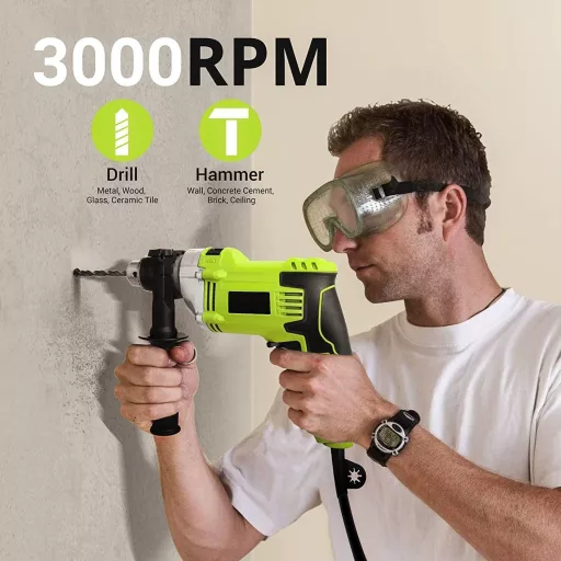 Tilswall 850W Kalapácsfúró 3000 RPM, 13mm Önzáró Tokmány, 15 Kiegészítő