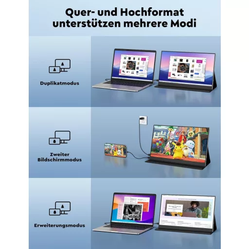 HONGO 15.6" 1080P FHD hordozható monitor USB-C, IPS kijelző, két hangszóró, laptop/PC/Mac/PS5 kompatibilis