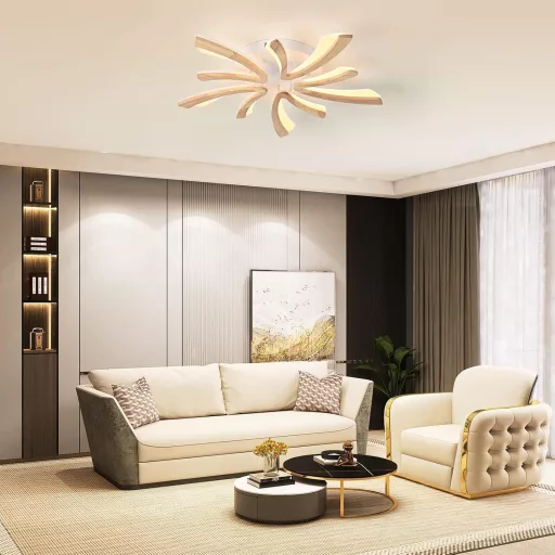 Plafonieră LED Naoeoon cu design din lemn, 70 cm, alb natural 4000K