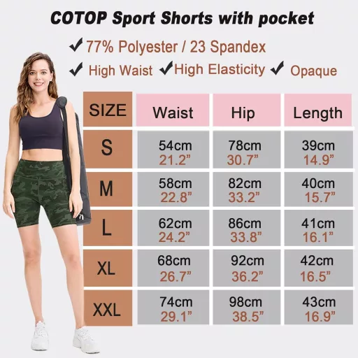 COTOP női sport leggings magas derekú zsebekkel, yoga rövidnadrág futáshoz és edzéshez, L Slim