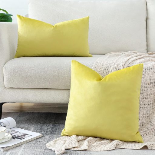Artscope bársony díszpárna huzat 40x40 cm citromsárga kanapéhoz