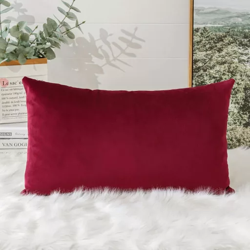 Artscope zamatová obliečka na vankúš 40x60 cm bordová dekoratívna na bedrový vankúš na pohovku