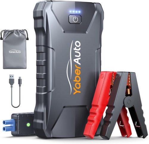 Yaber 2000A Autós Indításrásegítő Powerbank 7L Benzin/5,5L Dízel Motorokhoz, LED Lámpával