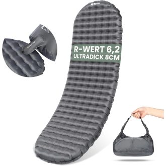   HIKENTURE Ultrakönnyű Kempingmatrac 6.2 R-Értékkel - 8 cm Vastag Felfújható Matrac Túrázáshoz, 4 Évszakos Használatra, Kis Csomagméret