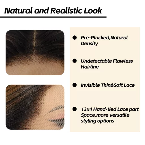 Perucă Balayage Maro Sapphirewigs - Perucă Sintetică Ondulată cu Dantelă Frontală 13x4, Termorezistentă, Fără Adeziv, Mărime Ajustabilă, Aspect Natural