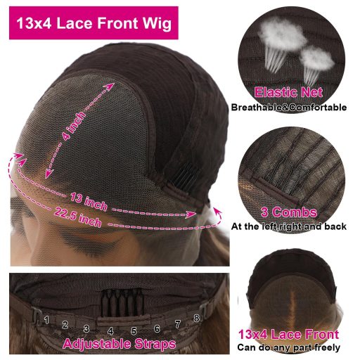 Sapphirewigs Hnedá Ombre Parochňa - 66 cm Vlnitá Syntetická Lace Front Parochňa 13x4 cm s Čipkou, Žiaruvzdorná, Bezlepidlová, Prirodzený Vzhľad