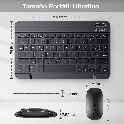 Set tastatură și mouse Bluetooth TECURS cu layout spaniol