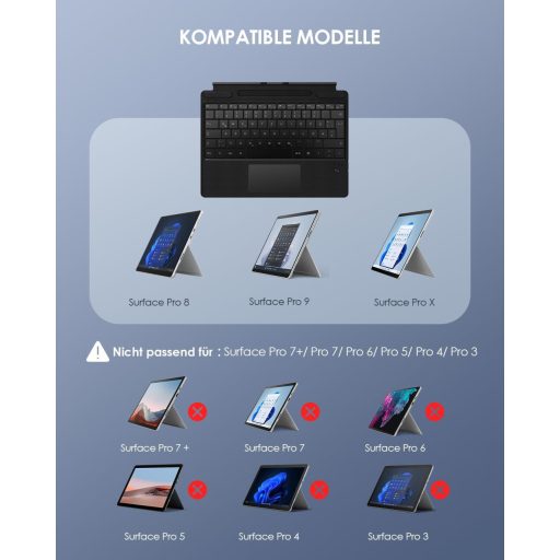 Tastatură Bluetooth QWERTZ cu Touchpad Qulose pentru Surface Pro 8/9/X/11