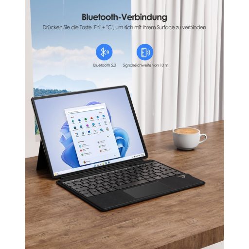 Tastatură Bluetooth QWERTZ cu Touchpad Qulose pentru Surface Pro 8/9/X/11