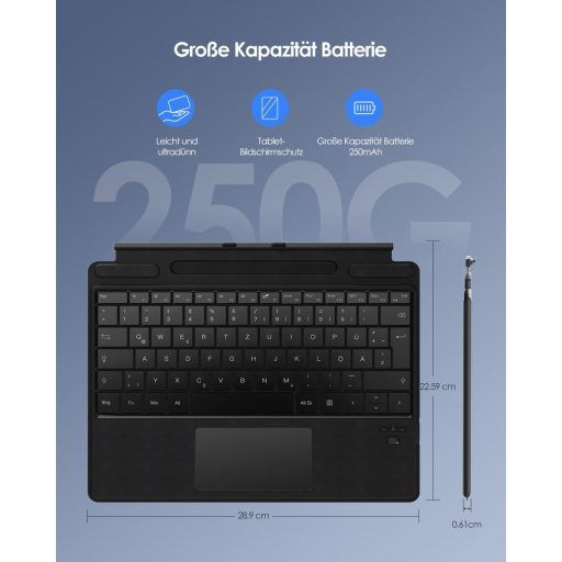 Tastatură Bluetooth QWERTZ cu Touchpad Qulose pentru Surface Pro 8/9/X/11