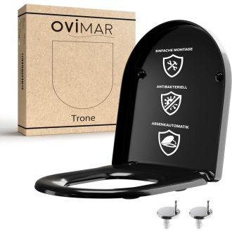   Ovimar WC sedadlo v tvare D, čierny duroplast so systémom soft-close