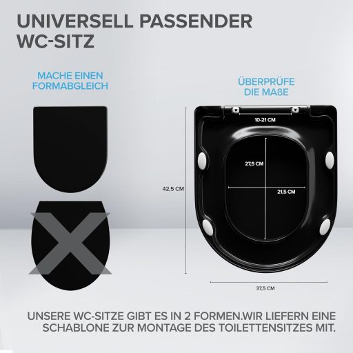 Ovimar WC sedadlo v tvare D, čierny duroplast so systémom soft-close