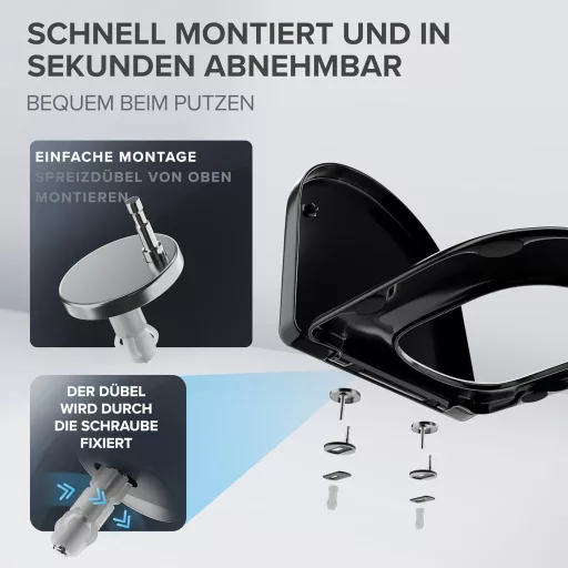 Ovimar WC sedadlo v tvare D, čierny duroplast so systémom soft-close