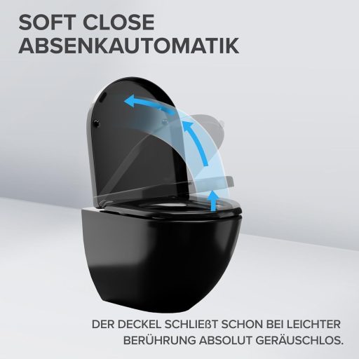 Ovimar D alakú WC ülőke fekete duroplast soft-close mechanizmussal