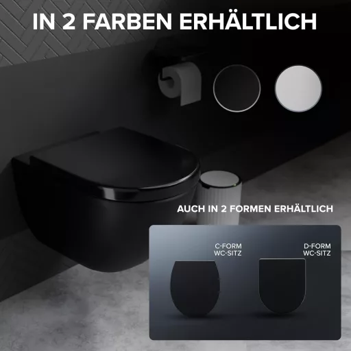 Ovimar D alakú WC ülőke fekete duroplast soft-close mechanizmussal