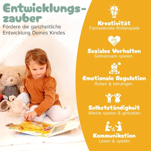 GanzKind Gyerekház Sátor 2 Bejárattal 5 Ablakkal Bézs Játszósátor 3+ Éveseknek