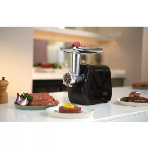 Emerio Elektromos Húsdaráló 600W 3 Darálófej Kolbásztöltő Keksz Forma Készlet