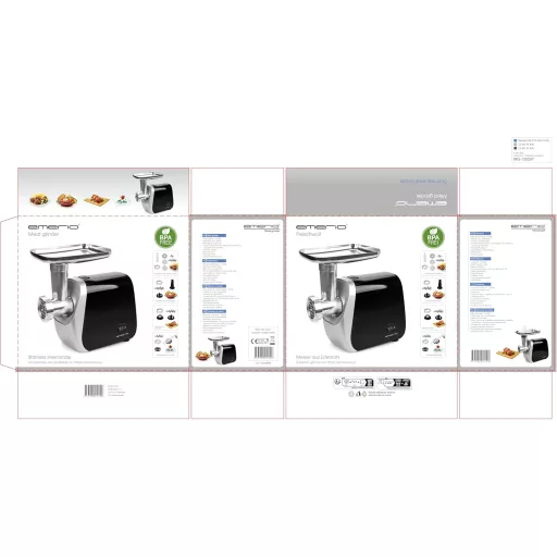 Emerio Elektromos Húsdaráló 600W 3 Darálófej Kolbásztöltő Keksz Forma Készlet