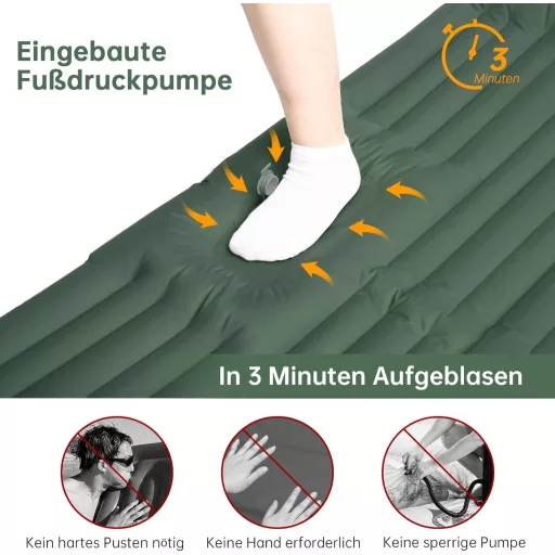 HAUSPROFI 2 személyes önfelfújó kemping matrac 194x137 cm pumpával