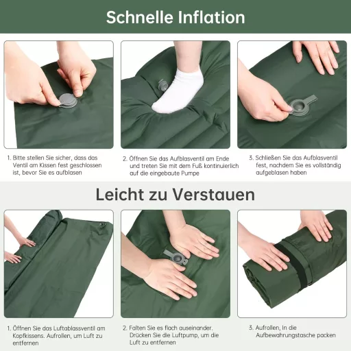 HAUSPROFI 2 személyes önfelfújó kemping matrac 194x137 cm pumpával