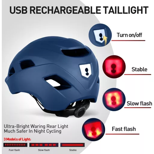 Cyklistická prilba Tadpole s LED osvetlením pre dospelých, odvetraná MTB prilba