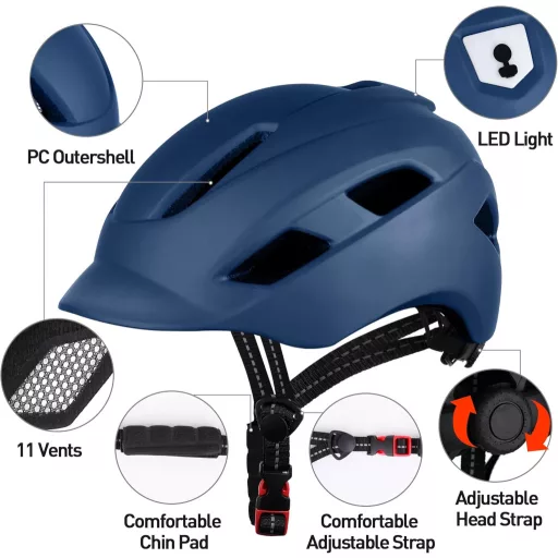 Cyklistická prilba Tadpole s LED osvetlením pre dospelých, odvetraná MTB prilba