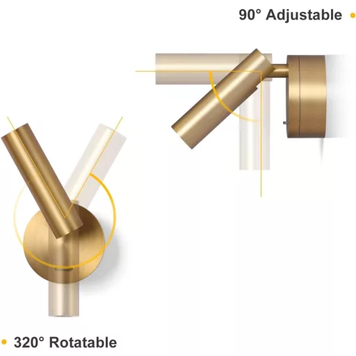 DAWALIGHT Lampă de citit de perete Alamă LED 3W Alb Cald Dormitor Aplica cu întrerupător