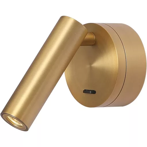 DAWALIGHT Lampă de citit de perete Alamă LED 3W Alb Cald Dormitor Aplica cu întrerupător