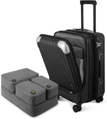 LEVEL8 Kemény Bőrönd - Kézipoggyász Méretű Gurulós Utazóbőrönd TSA Zárral, Unisex Kivitel, 55 cm