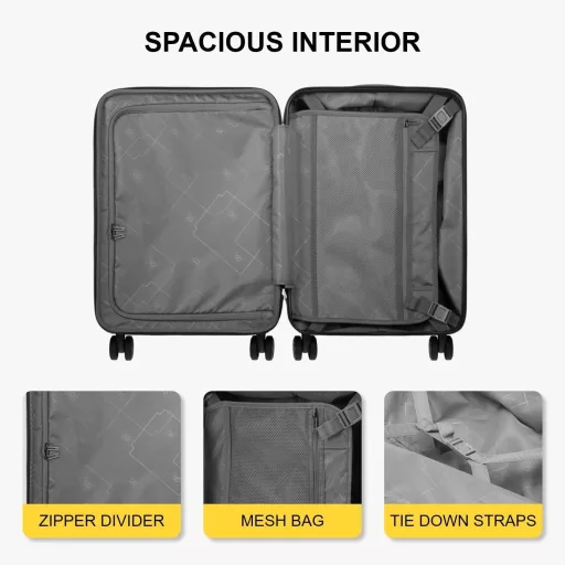 LEVEL8 Kemény Bőrönd - Kézipoggyász Méretű Gurulós Utazóbőrönd TSA Zárral, Unisex Kivitel, 55 cm