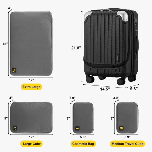 LEVEL8 Kemény Bőrönd - Kézipoggyász Méretű Gurulós Utazóbőrönd TSA Zárral, Unisex Kivitel, 55 cm