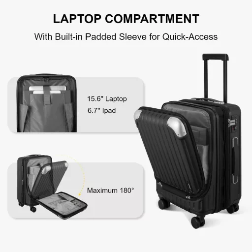 Tvrdý kufor LEVEL8 - Príručná batožina, cestovný kufor na kolieskach so TSA zámkom, unisex dizajn, 55 cm