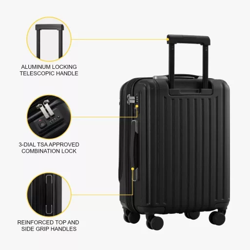 Tvrdý kufor LEVEL8 - Príručná batožina, cestovný kufor na kolieskach so TSA zámkom, unisex dizajn, 55 cm