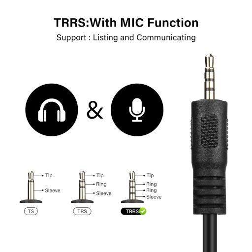Cablu Audio PNGKNYOCN la 90 de Grade, 2.5mm - Cablu TRRS Stereo pentru Căști, Conector pentru Microfon, Telefon, Tabletă (0.3m)