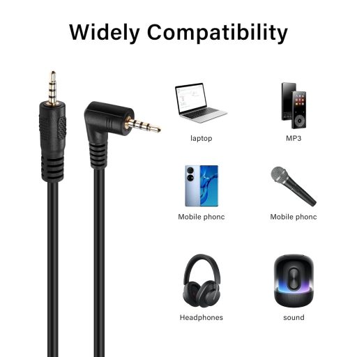 Cablu Audio PNGKNYOCN la 90 de Grade, 2.5mm - Cablu TRRS Stereo pentru Căști, Conector pentru Microfon, Telefon, Tabletă (0.3m)