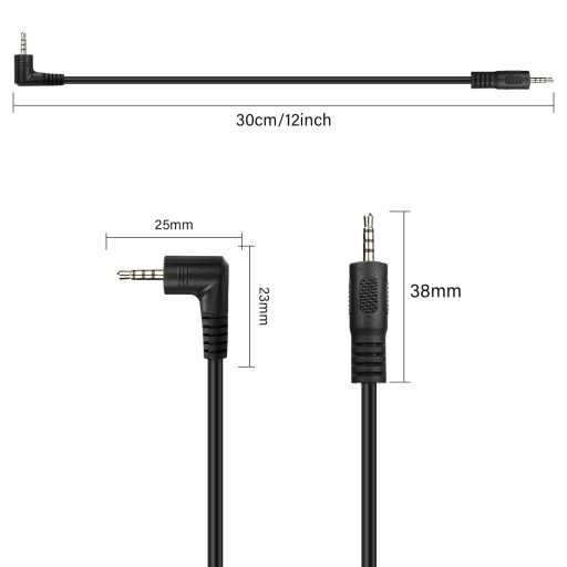 PNGKNYOCN 90 Fokos 2.5mm Audió Kábel - TRRS Sztereó Fejhallgató Csatlakozó Vezeték Mikrofonhoz, Telefonhoz, Tablethez (0,3m)