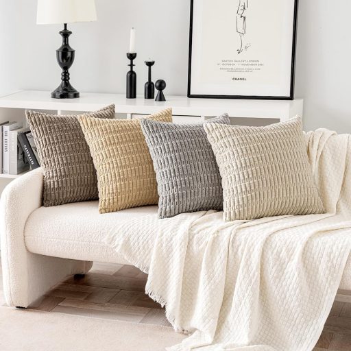 MIULEE 4 darabos kordbársony párnahuzat szett 40x40 cm, modern dekoratív nappali kanapé párna