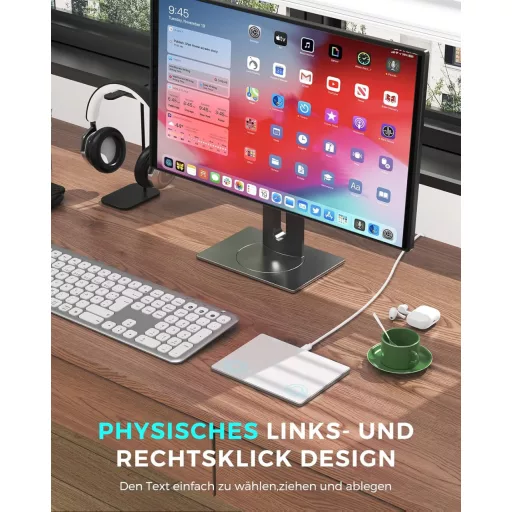 seenda Vezetékes Touchpad PC-hez, Edzett Üveg Felülettel és Alumínium Alappal, Nagy Pontosságú Navigáció, Külső Érintőpad Windows 10/11 Rend