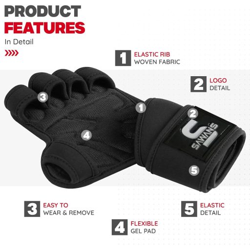 SAWANS Súlyemelő Kesztyű Fekete Neoprén Csuklótámasztékkal Férfi Női Edzőkesztyű Fitnesz Bodybuilding Húzódzkodás S Méret