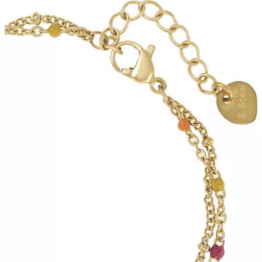 Made by Nami Dupla Soros Női Karkötő - Arany Rozsdamentes Acél Színes Gyöngyökkel, 20+5 cm, Vízálló Chakra Ékszer

AI: I need to create a Hu