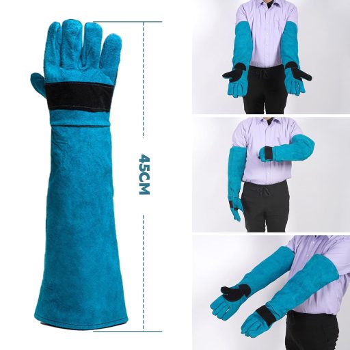 Mănuși Ksvaye de 45 cm lungime, rezistente la mușcături, pentru manipularea animalelor, culoare verde