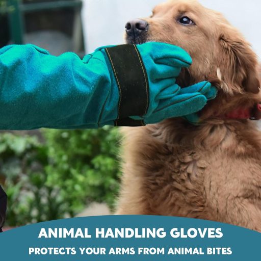 Mănuși Ksvaye de 45 cm lungime, rezistente la mușcături, pentru manipularea animalelor, culoare verde