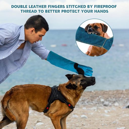 Mănuși Ksvaye de 45 cm lungime, rezistente la mușcături, pentru manipularea animalelor, culoare verde