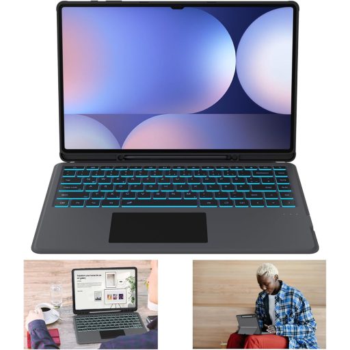 ROOFEI Galaxy Tab S10Ultra/S9 Tipkovnica s Touchpadom QWERTZ 7 Boja LED