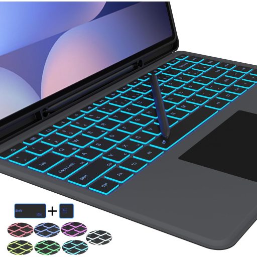 ROOFEI Galaxy Tab S10Ultra/S9 Tipkovnica s Touchpadom QWERTZ 7 Boja LED