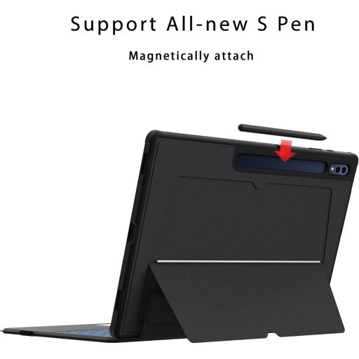 ROOFEI Galaxy Tab S10Ultra/S9 Billentyűzetes Tok QWERTZ Érintőpaddal 7 Szín LED