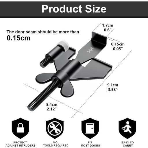 AceMining Hordozható Ajtózár Fekete - Utazás, Hotel, Otthon Biztonsági Zár