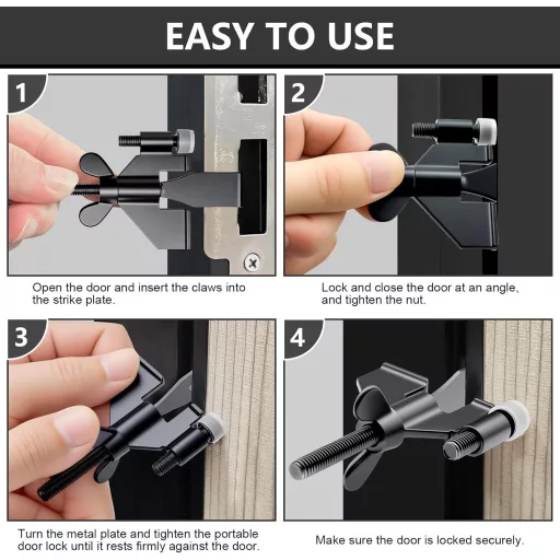 AceMining Hordozható Ajtózár Fekete - Utazás, Hotel, Otthon Biztonsági Zár