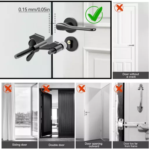 AceMining Hordozható Ajtózár Fekete - Utazás, Hotel, Otthon Biztonsági Zár