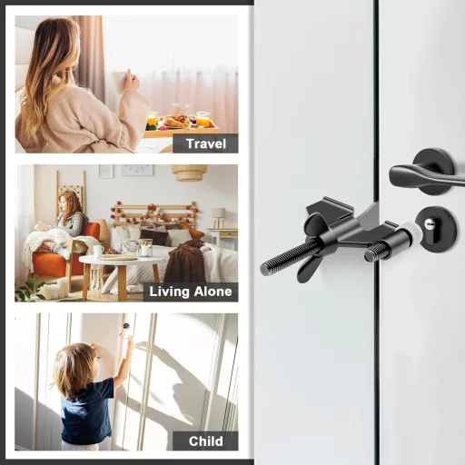 AceMining Hordozható Ajtózár Fekete - Utazás, Hotel, Otthon Biztonsági Zár